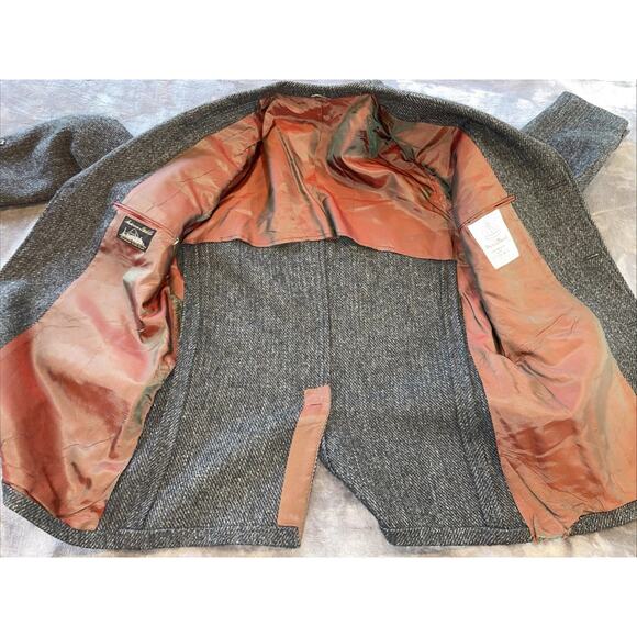 Vintage Harris Tweed Scottish Wool Mens Gray Blue Sports Jacket Anderson Little - Picture 6 of 12